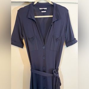Zara Knit Navy Long buttoned dress.